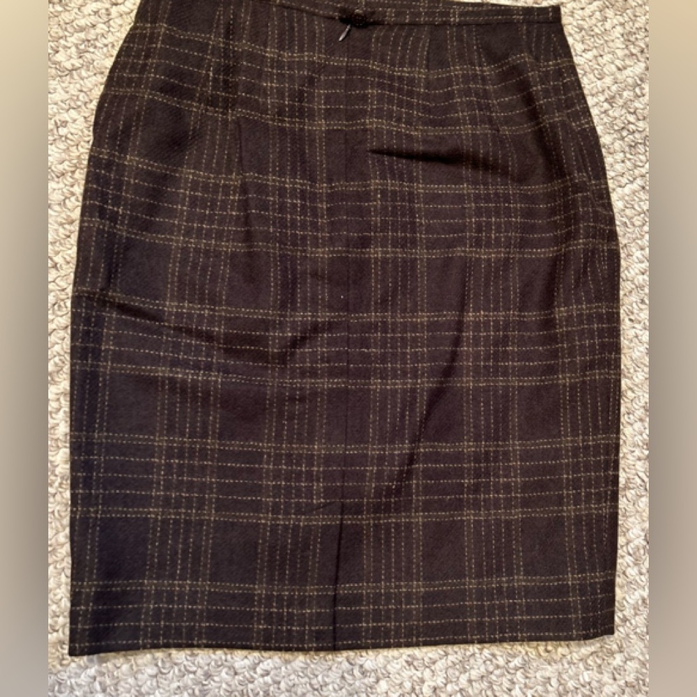 Harve Bernard Elegant Brown & Tan Plaid Skirt
